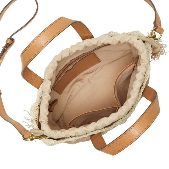 LUCKY BRAND Letoni Leather 2/1 Satchel with Macrame Crochet Trim Boho Chic NWT - Picture 8 of 12